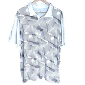 Caddy Cart Mens Geometric Print Polo Shirt XX Large White Black Golf Casual